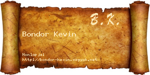Bondor Kevin névjegykártya